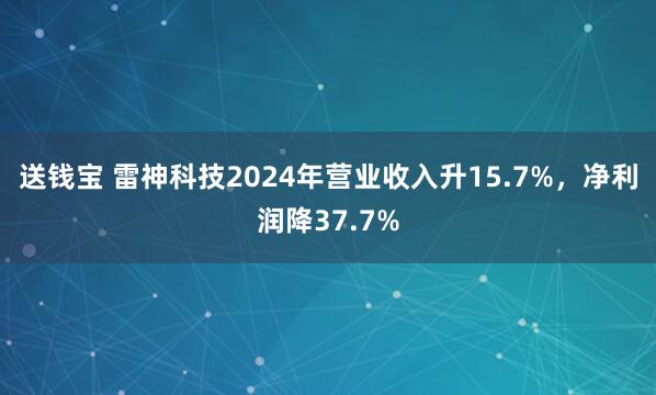 送钱宝 雷神科技2024年营业收入升15.7%，净利润降37.7%